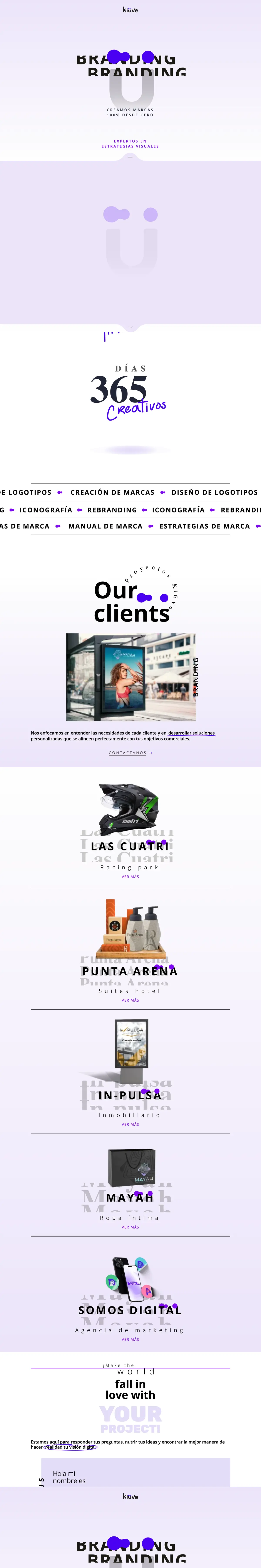 Captura del sitio de Kiuve Branding