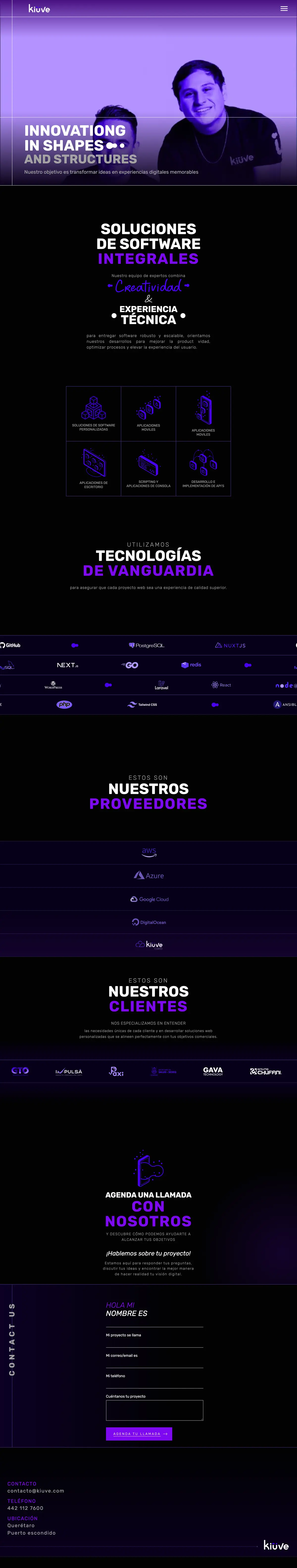 Captura del sitio de Kiuve Software