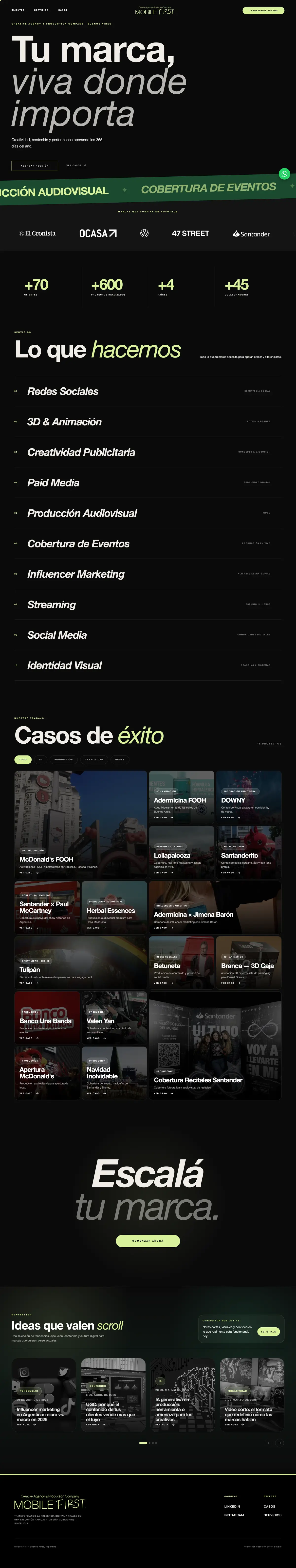 Captura del sitio de Mobile First