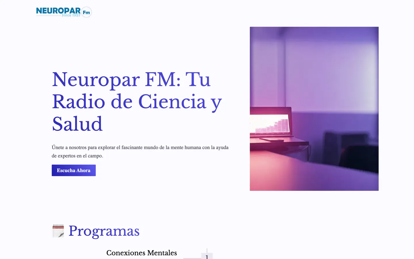 Portada del sitio de Neuropar FM