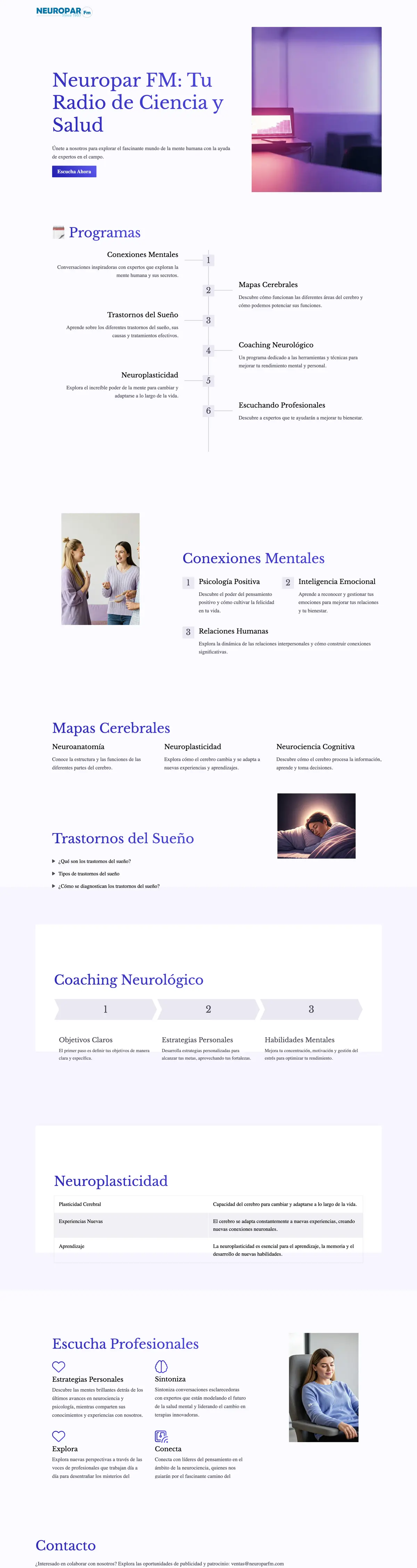 Captura del sitio de Neuropar FM