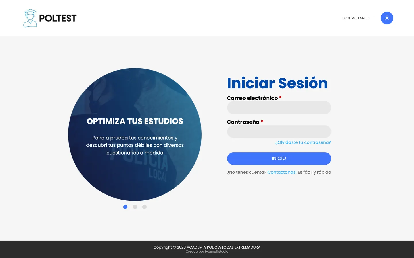 Portada del sitio de POLTEST