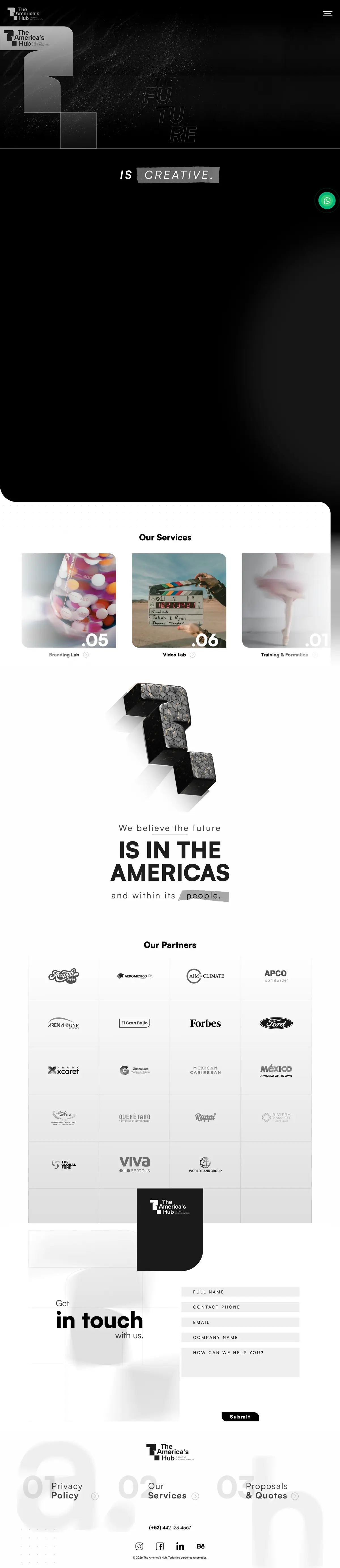 Captura del sitio de The America's Hub